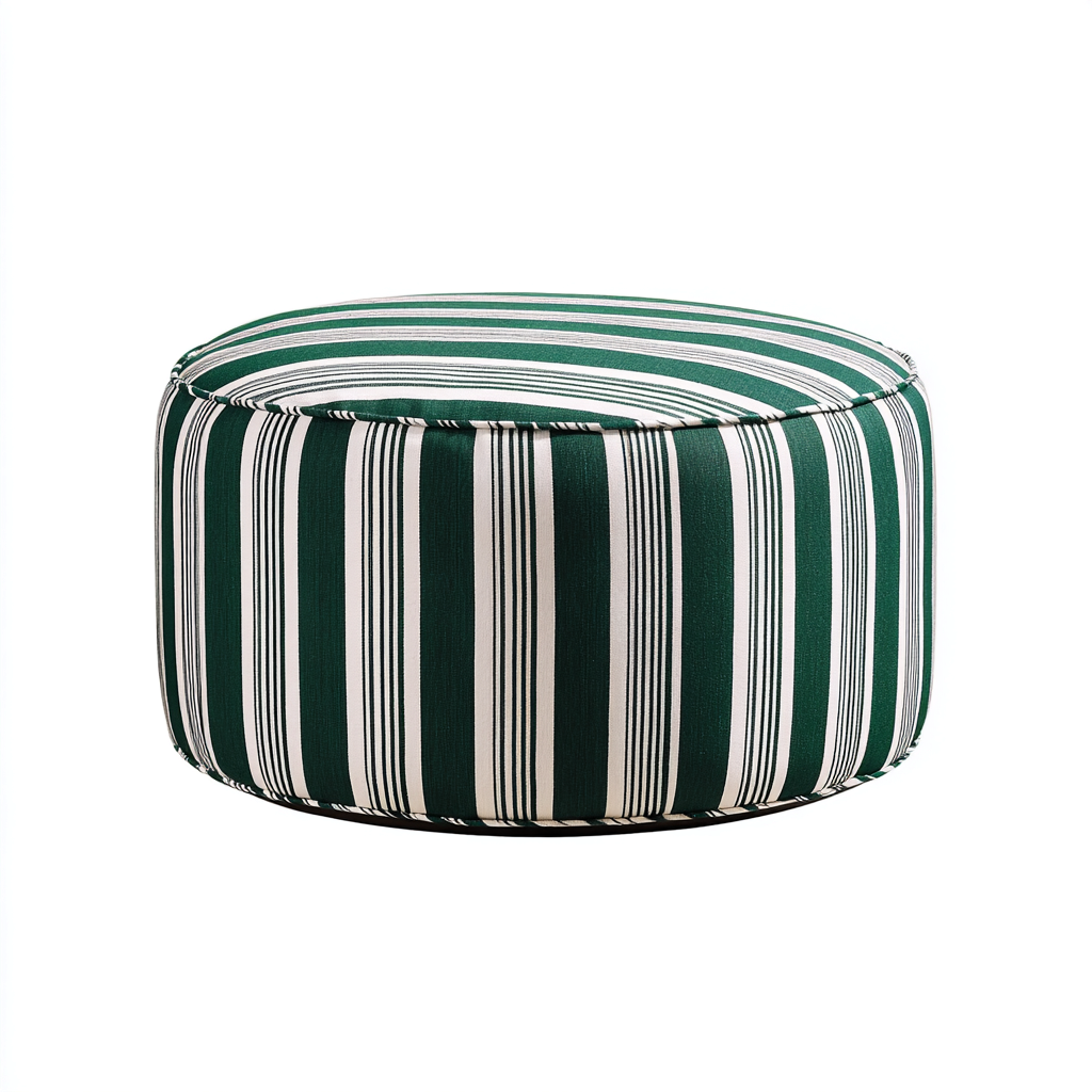 Reposapiés tapizado tela 82x82x33 cm - verde con rayas blancas - diseño moderno - apto para salón-Monoiohome