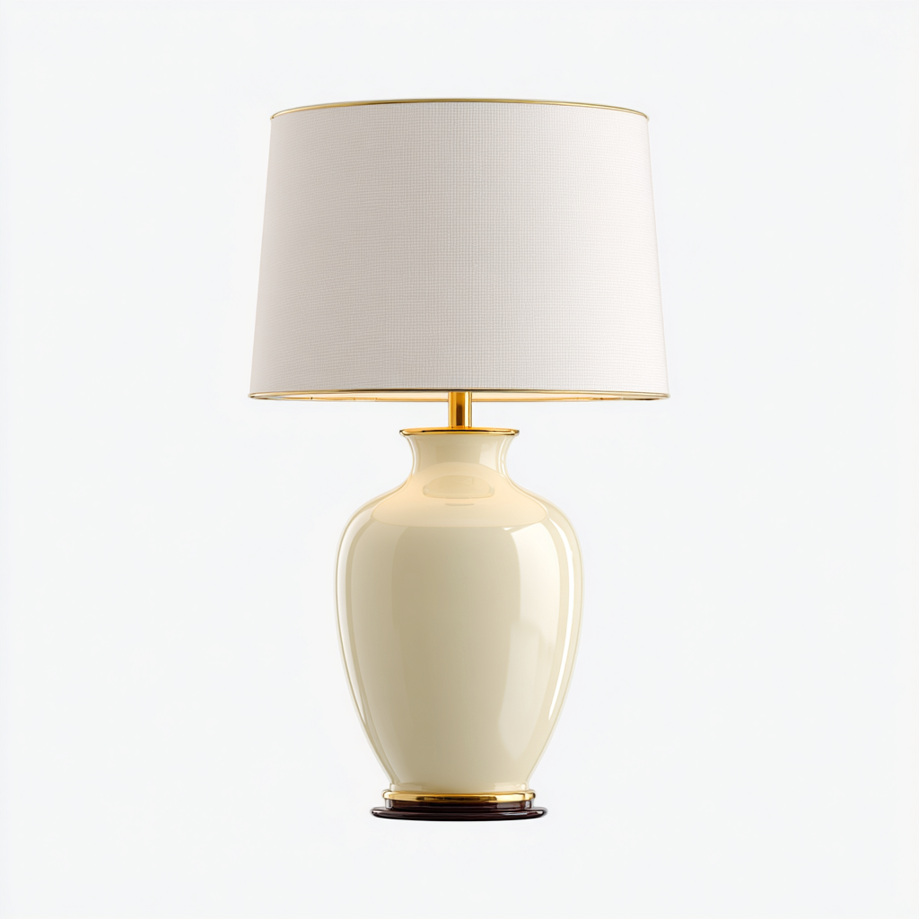 Lámpara de mesa cerámica metal tela 30x30x58 cm crema - dorado - beige para iluminación interior - diseño clásico elegante-Monoiohome