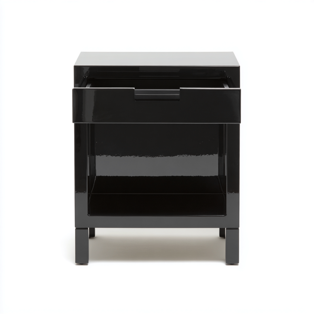 Mesita de noche madera 45x40x50 cm - negro - diseño moderno - apta para dormitorio-Monoiohome