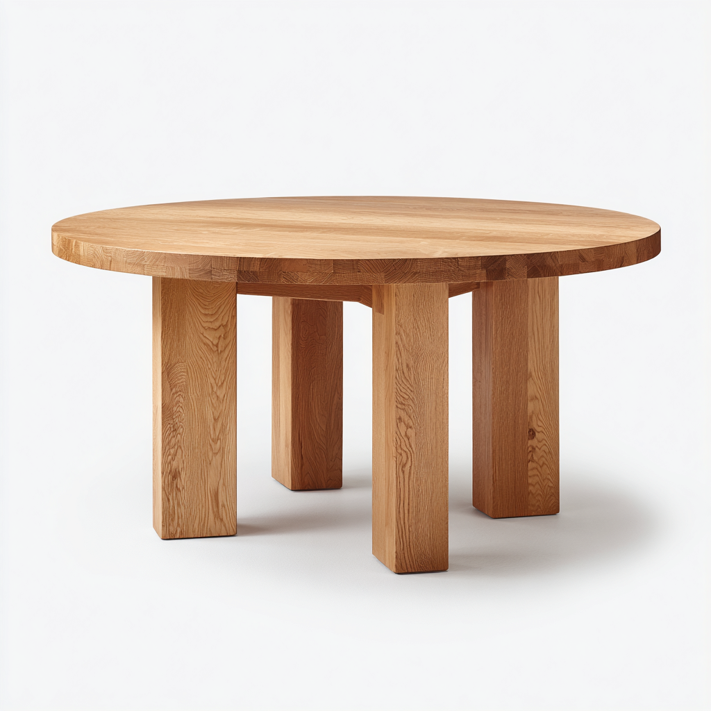 Mesa de comedor redonda madera maciza 120x120x75 cm color natural - diseño robusto - apta para comedor-Monoiohome