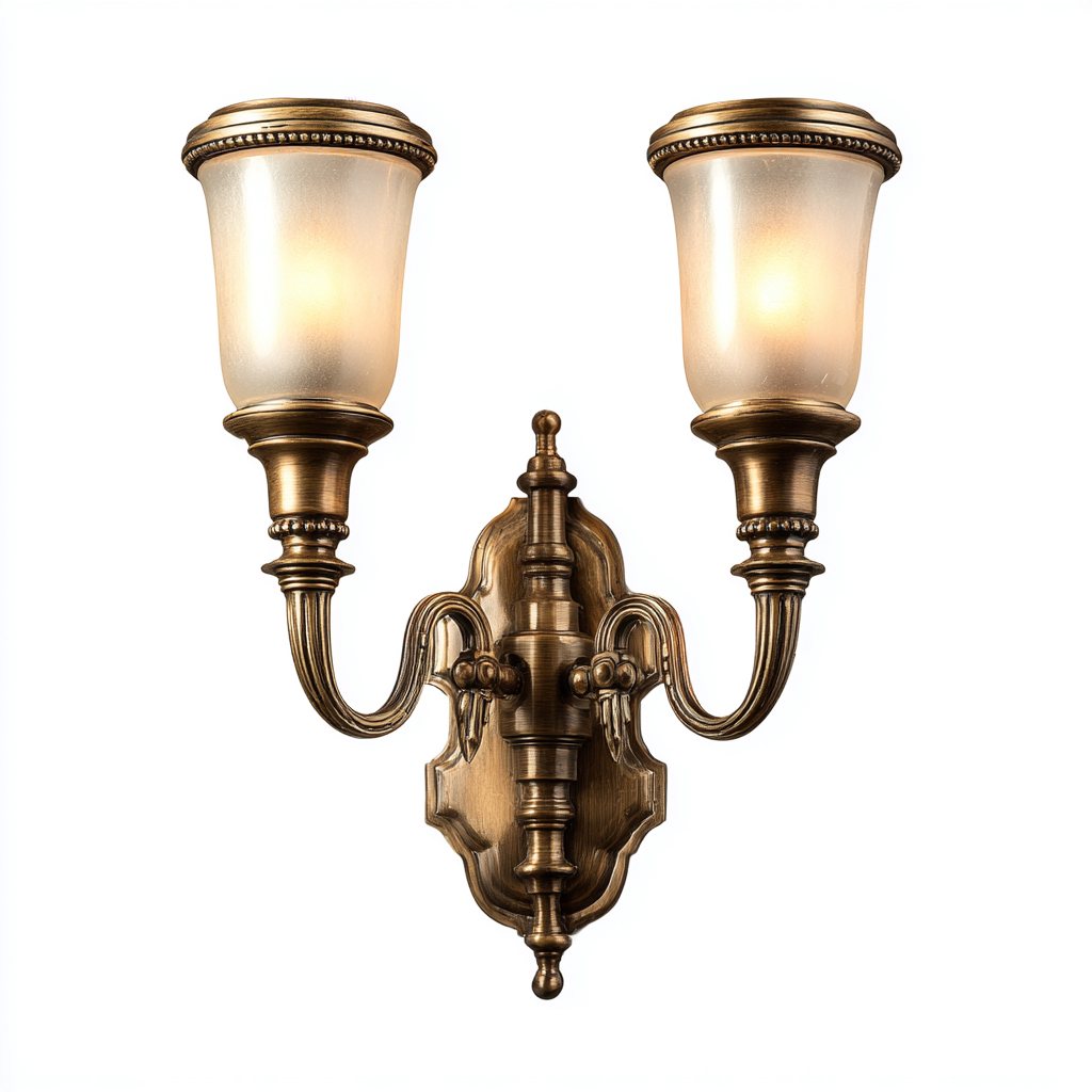 Aplique de pared metal y vidrio 28x14x42 cm - bronce - estilo clásico para interior-Monoiohome