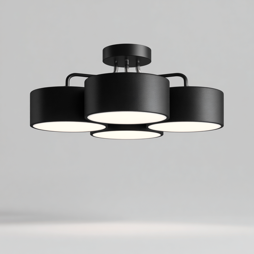Lámpara de techo - metal, tela y acrílico negro 52x52x24 cm - diseño contemporáneo para interiores-Monoiohome