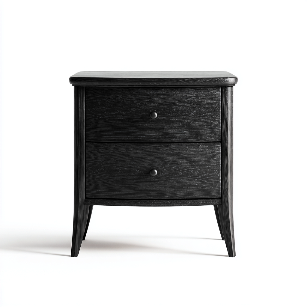 Mesita de noche madera 48x40x55 cm - negro - diseño moderno - apta para dormitorio-Monoiohome