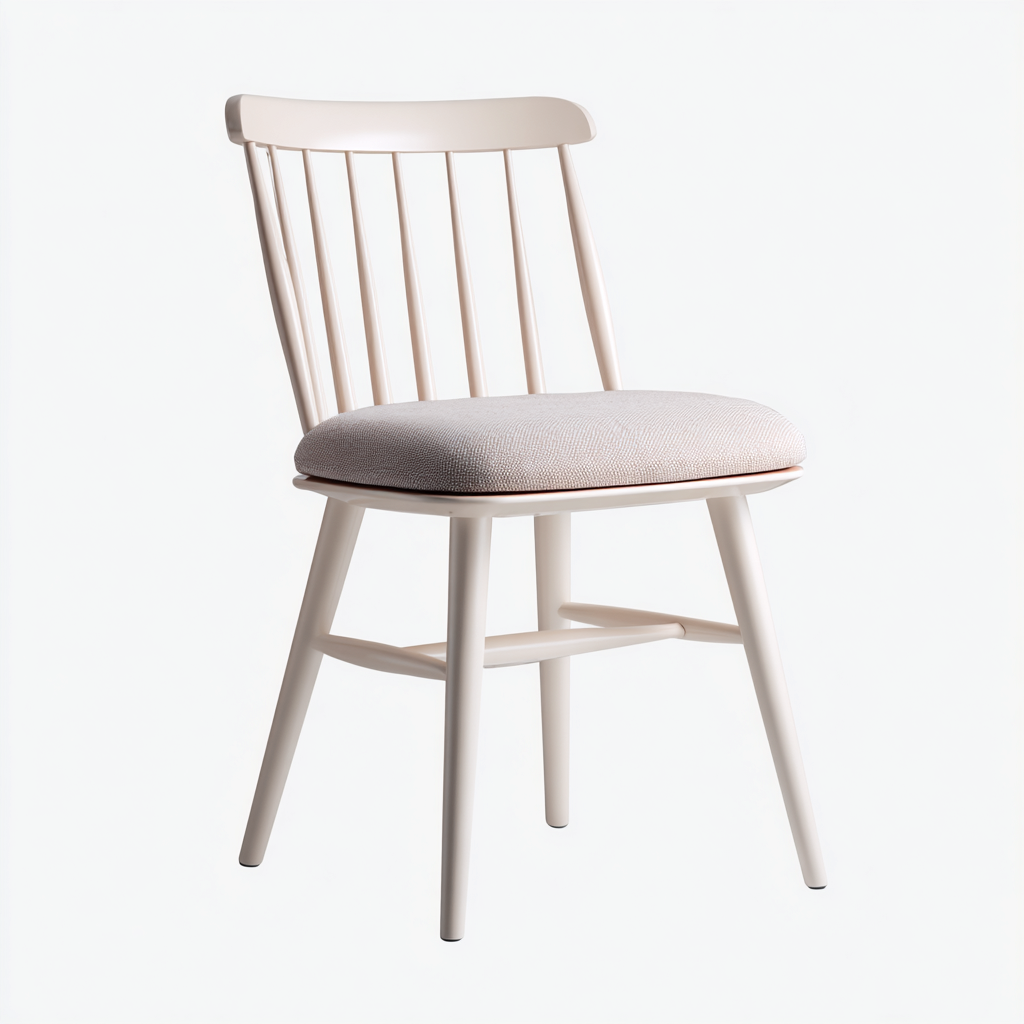 Silla de comedor madera lacada y asiento acolchado 50x47x89 cm - blanco - beige - diseño nórdico para comedor-Monoiohome