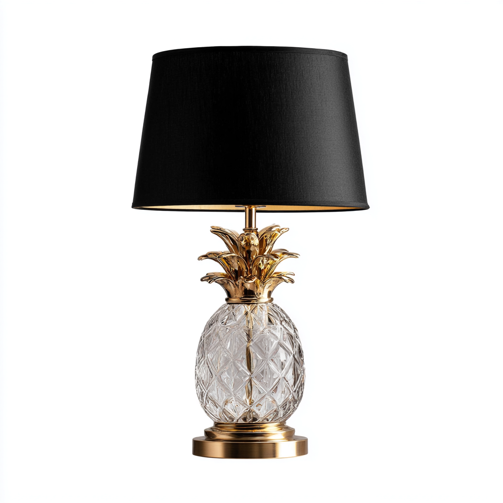 Lámpara de mesa vidrio y metal 23x23x47 cm negro - transparente - dorado apta para salón estilo moderno-Monoiohome