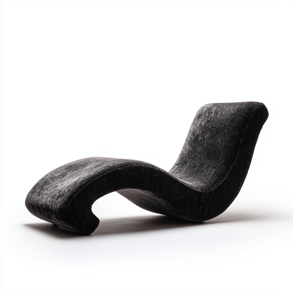 Silla reclinable tapizada 186x77x83 cm - negro - diseño moderno ondulado apta para salón-Monoiohome