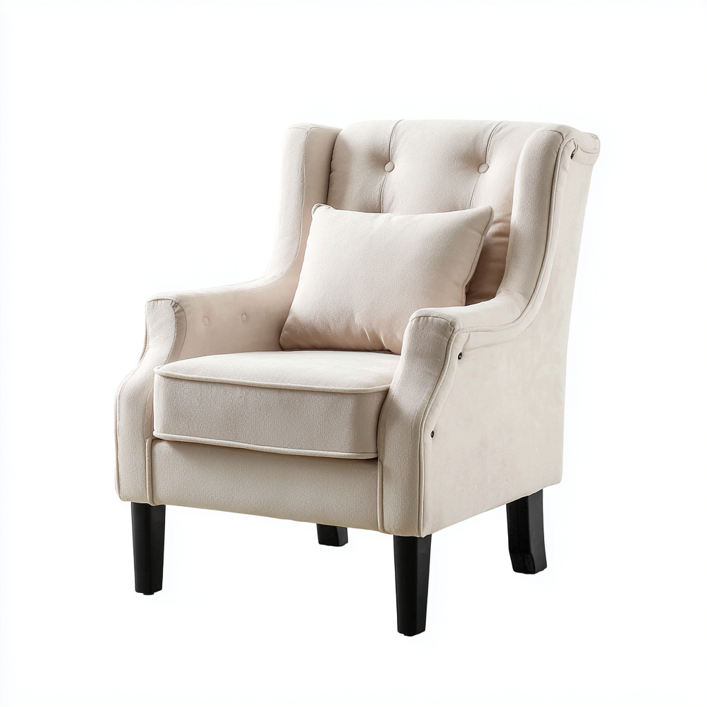 Sillón tapizado tela 85x78x100 cm - beige - diseño clásico para salón-Monoiohome