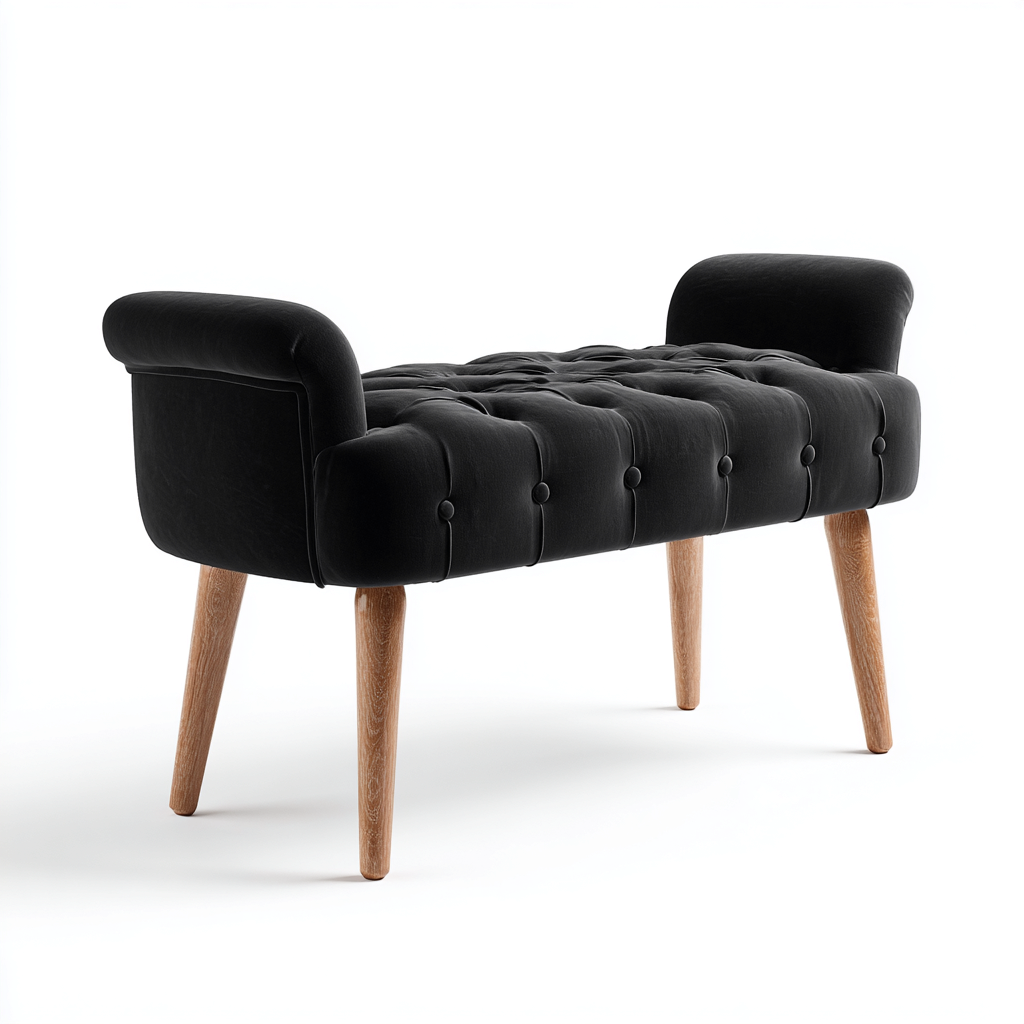 Banco de pie de cama terciopelo 100x45x55 cm - negro - diseño clásico para dormitorio-Monoiohome