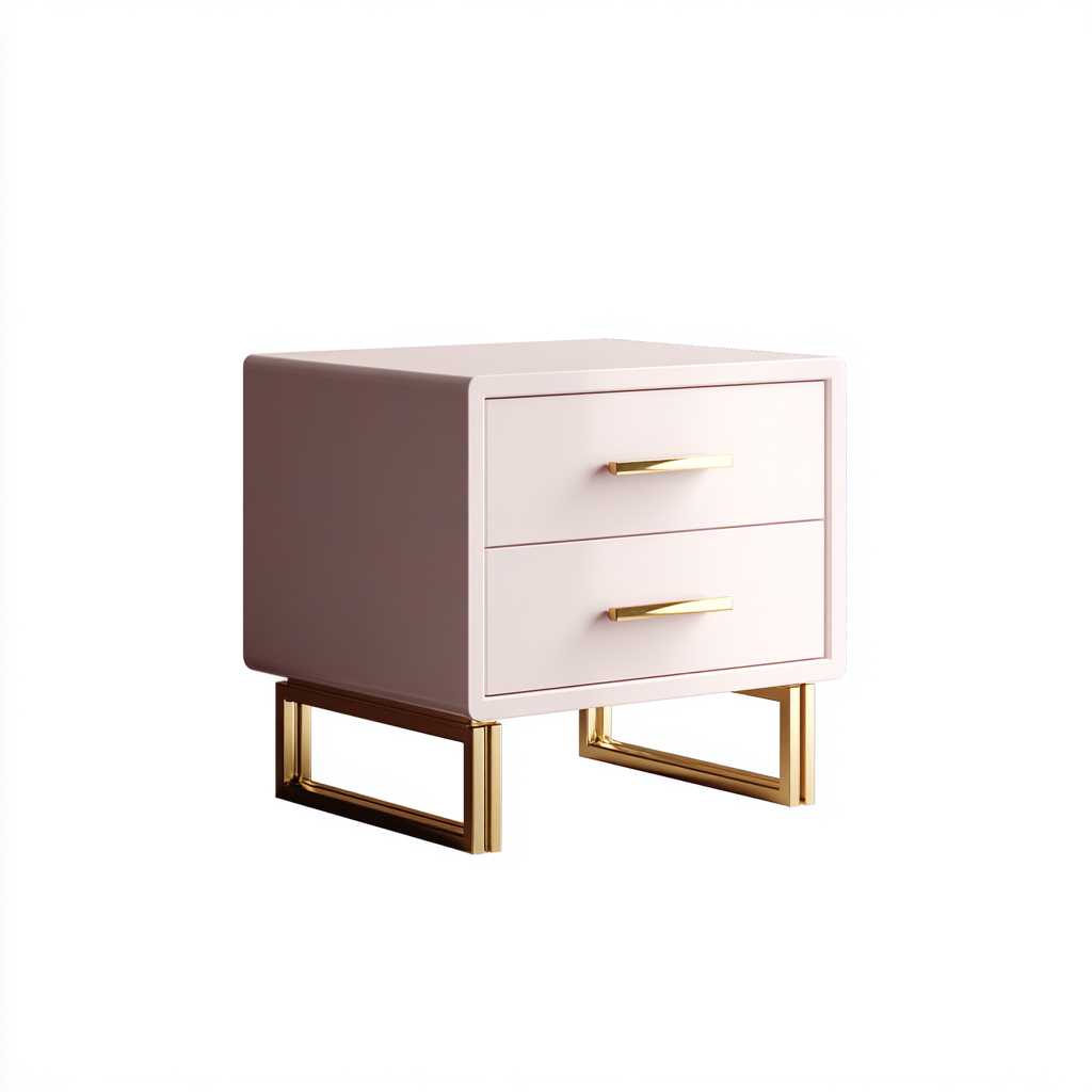 Mesita de noche metal 42x38x50 cm - rosa - oro - diseño moderno - apta para dormitorio-Monoiohome