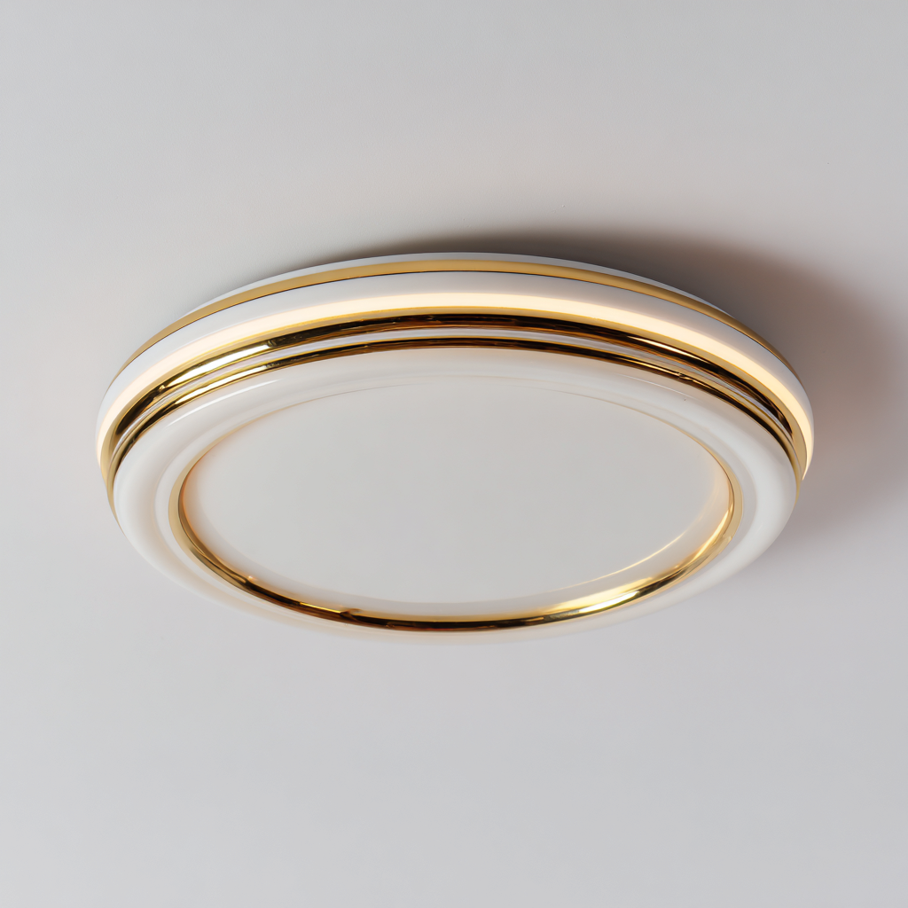 Lámpara de techo metal - cristal 38x38x7 cm - blanco - dorado - diseño moderno para iluminación interior-Monoiohome
