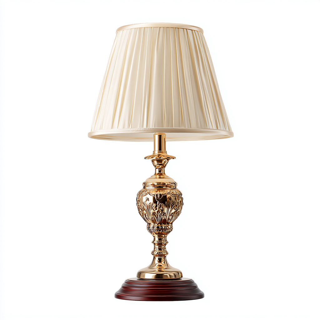 Lámpara de mesa metal tela 28x28x55 cm dorado - beige para iluminación interior - diseño clásico decorativo-Monoiohome