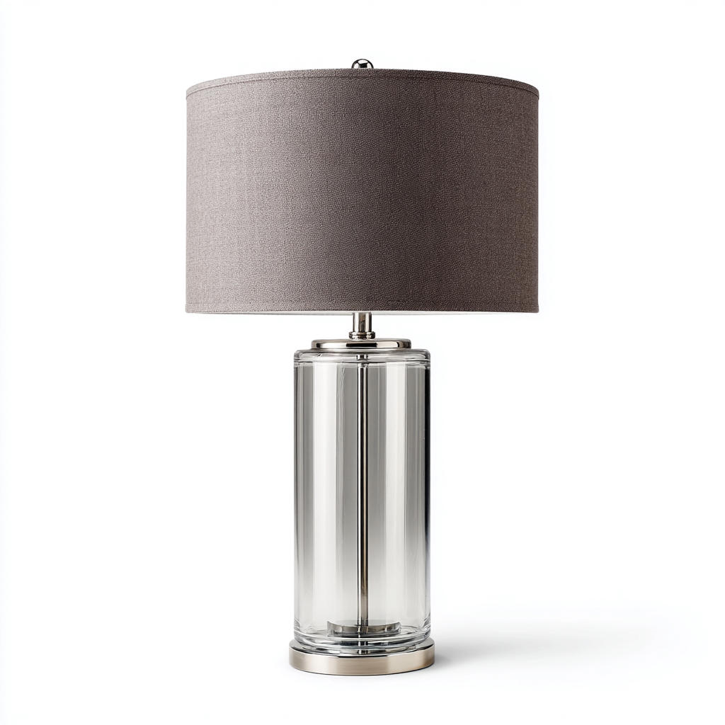 Lámpara de mesa vidrio y metal 26x26x54 cm gris - transparente - plateado apta para salón estilo moderno-Monoiohome