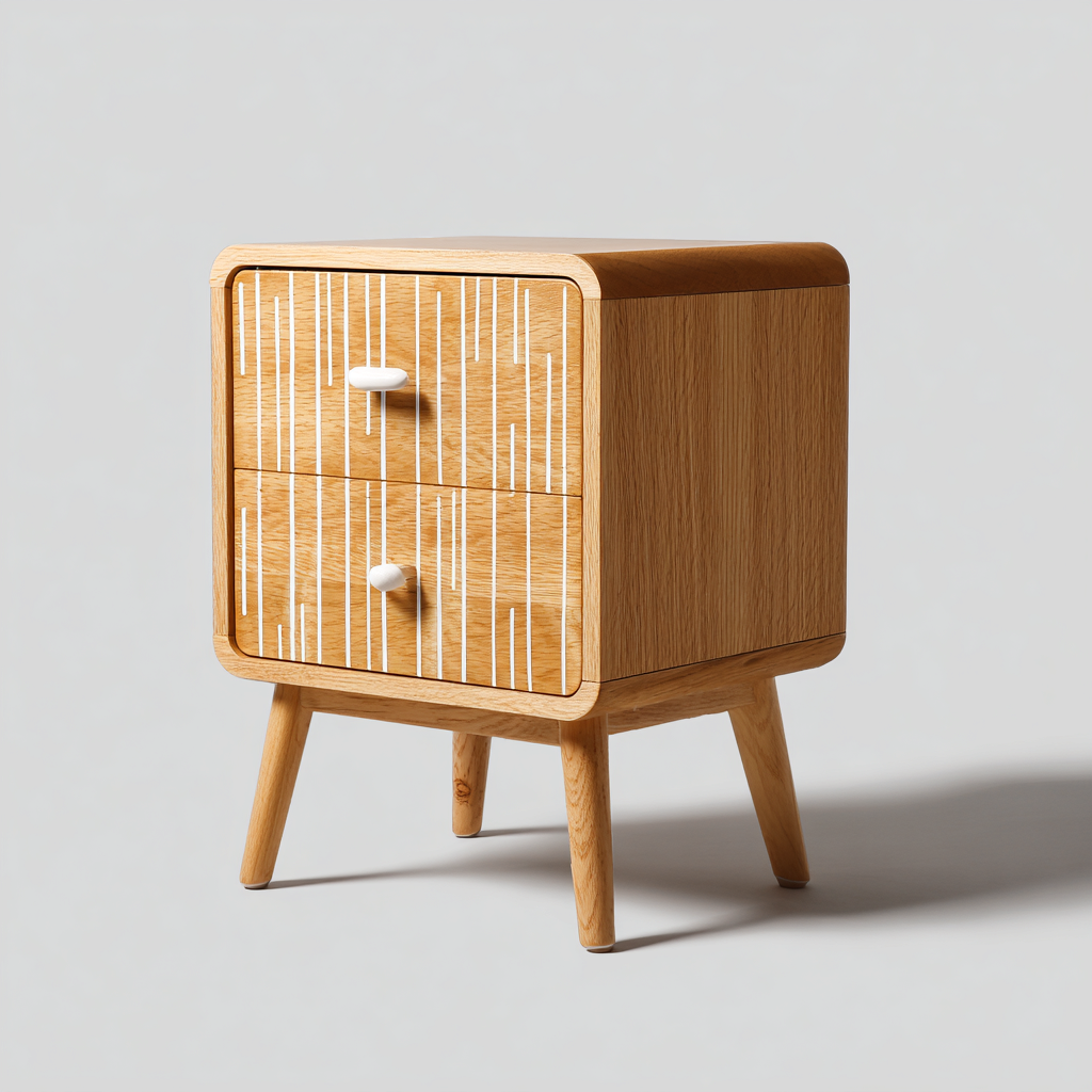 Mesita de noche madera 46x38x58 cm - color natural - diseño moderno para dormitorio-Monoiohome