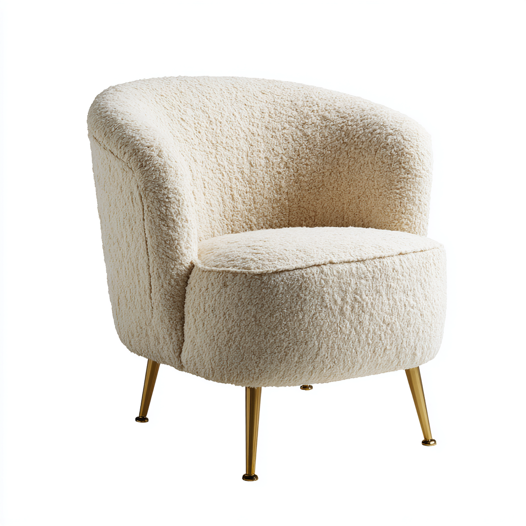 Sillón tapizado bouclé 70x68x78 cm - crema - diseño moderno para salón-Monoiohome