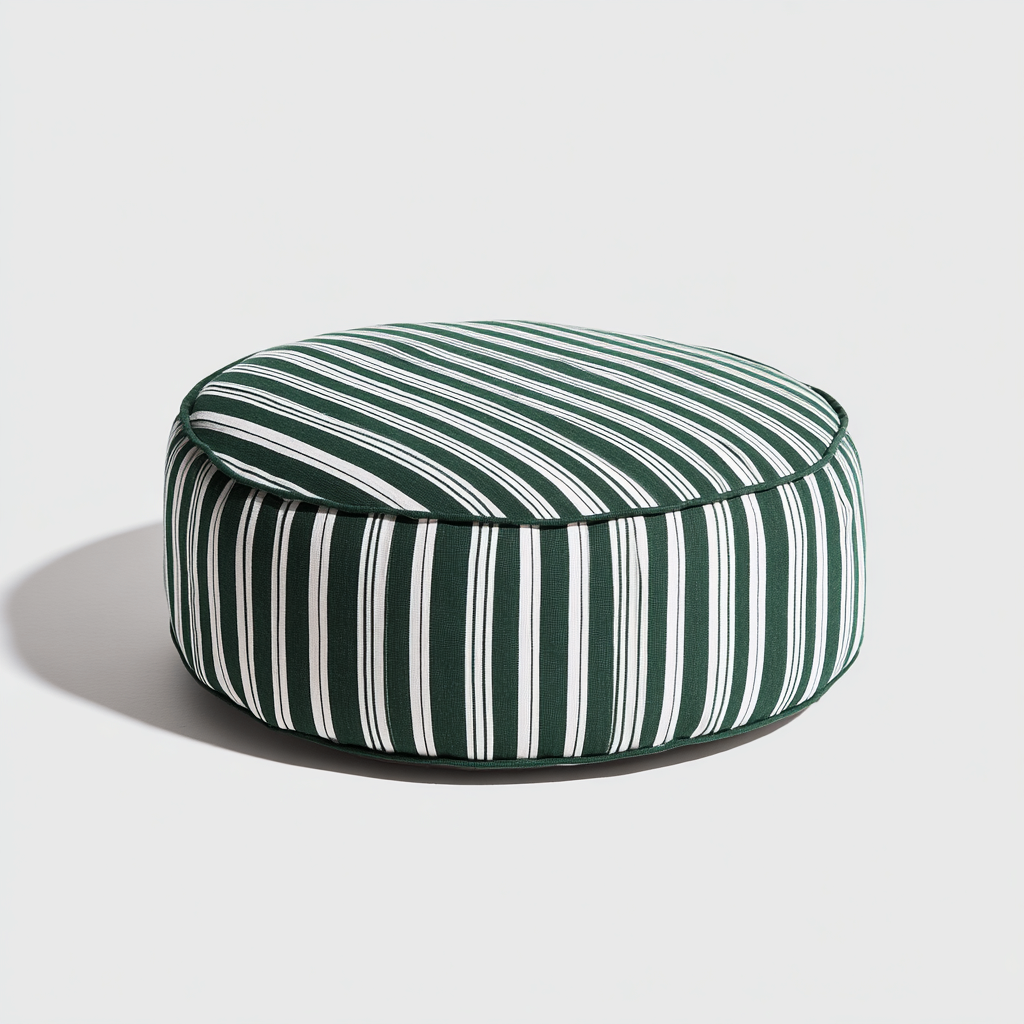 Reposapiés tapizado tela 90x90x34 cm - verde con rayas blancas - diseño moderno - apto para salón-Monoiohome