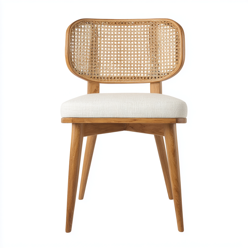 Silla de comedor madera y tela 60x58x85 cm - beige - diseño natural apta para comedor-Monoiohome