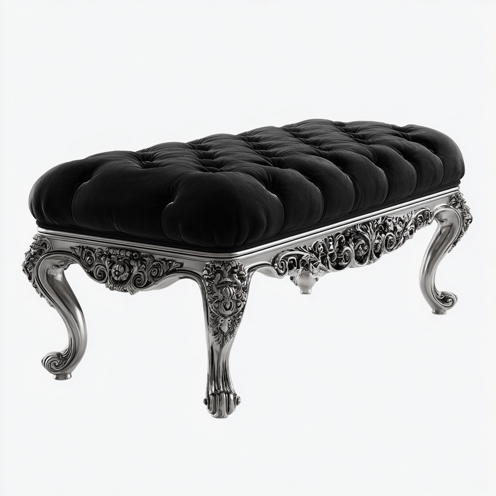 Banco de pie de cama tapizado terciopelo negro 115x45x50 cm - adecuado para dormitorio - estilo clásico-Monoiohome