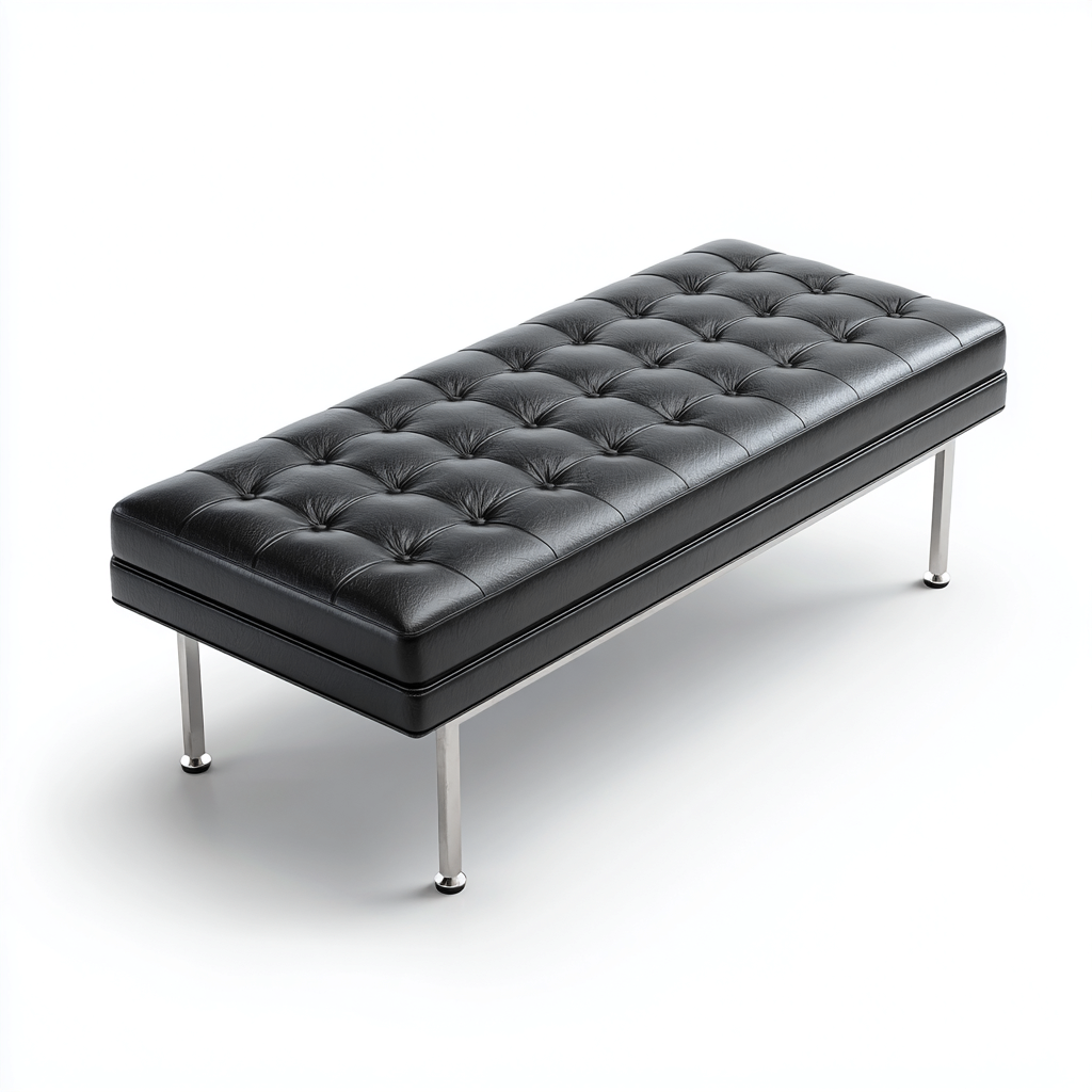 Banco de pie de cama cuero 130x55x42 cm - negro - diseño moderno para dormitorio-Monoiohome