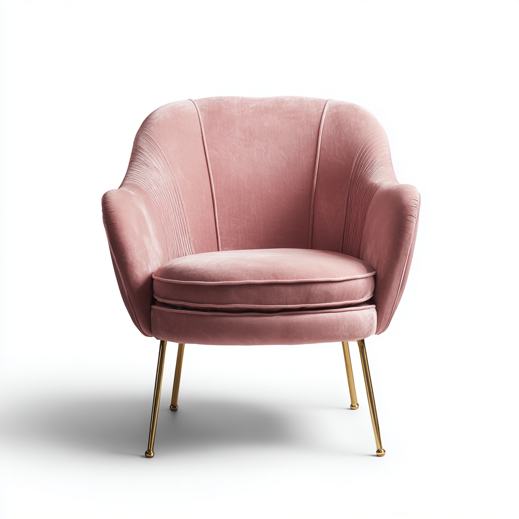 Sillón tapizado terciopelo 84x78x86 cm - rosa - diseño moderno para salón-Monoiohome
