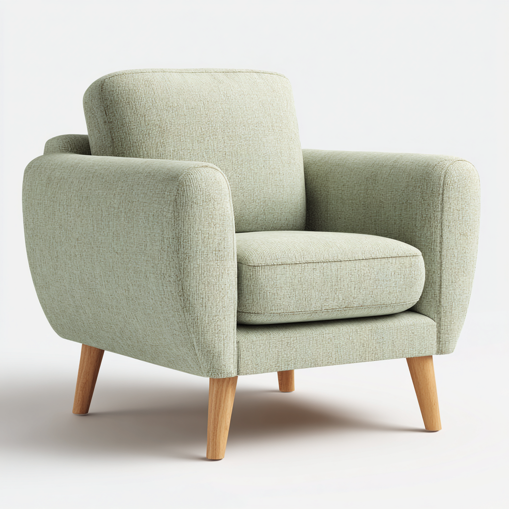 Sillón tapizado tela 80x78x90 cm - verde claro - diseño moderno para salón-Monoiohome