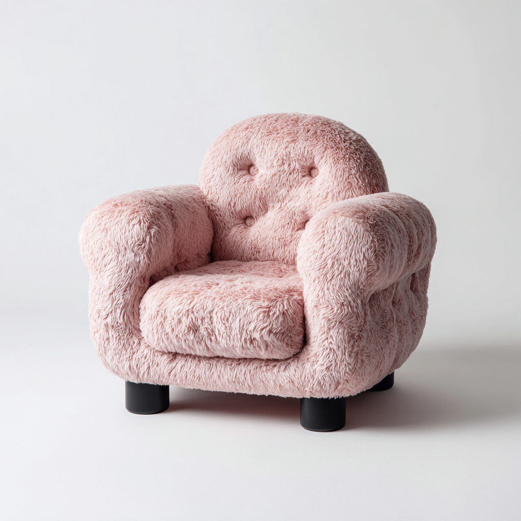 Sillón tapizado peluche 58x55x58 cm - rosa - diseño moderno para salón-Monoiohome
