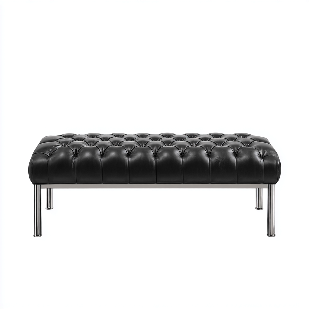 Banco de pie de cama cuero 120x60x40 cm - negro - diseño moderno para dormitorio-Monoiohome
