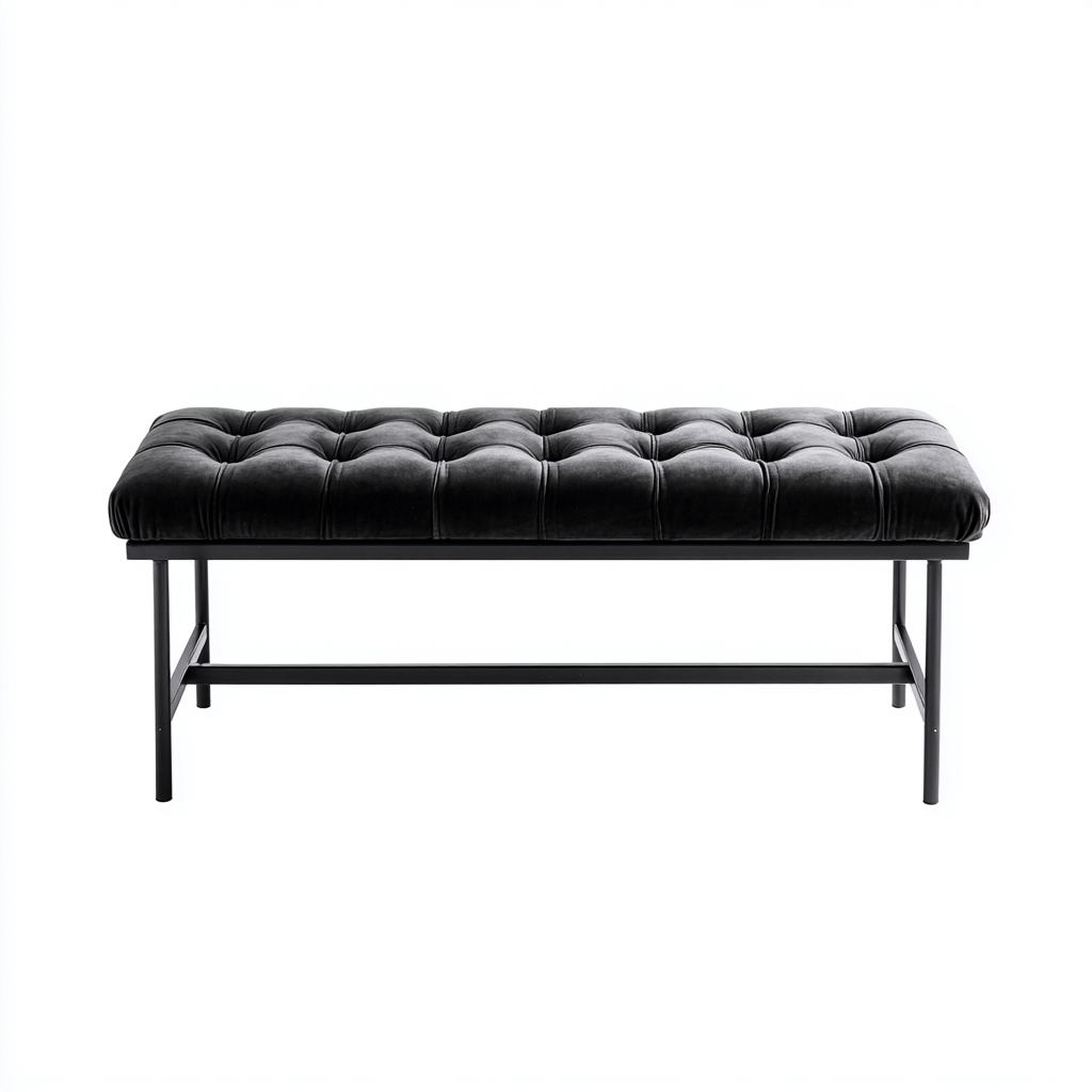 Banco de pie de cama terciopelo 120x45x48 cm - negro - diseño moderno para dormitorio-Monoiohome