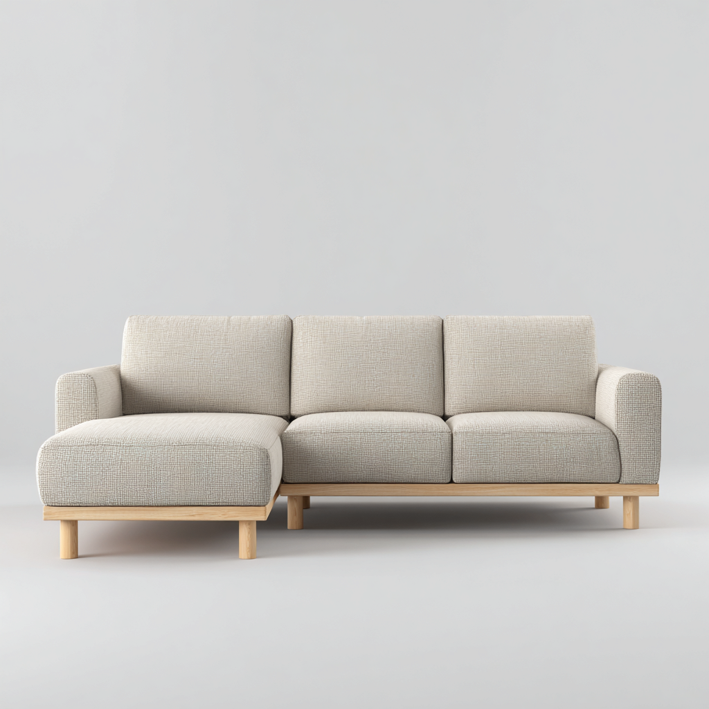 Sofá rinconera tela 260x160x85 cm - beige - diseño moderno para salón-Monoiohome