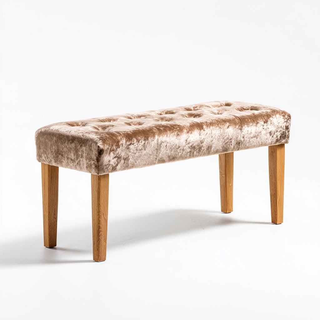 Banco de pie de cama terciopelo - madera 110x40x47 cm - marrón - diseño moderno para dormitorio-Monoiohome