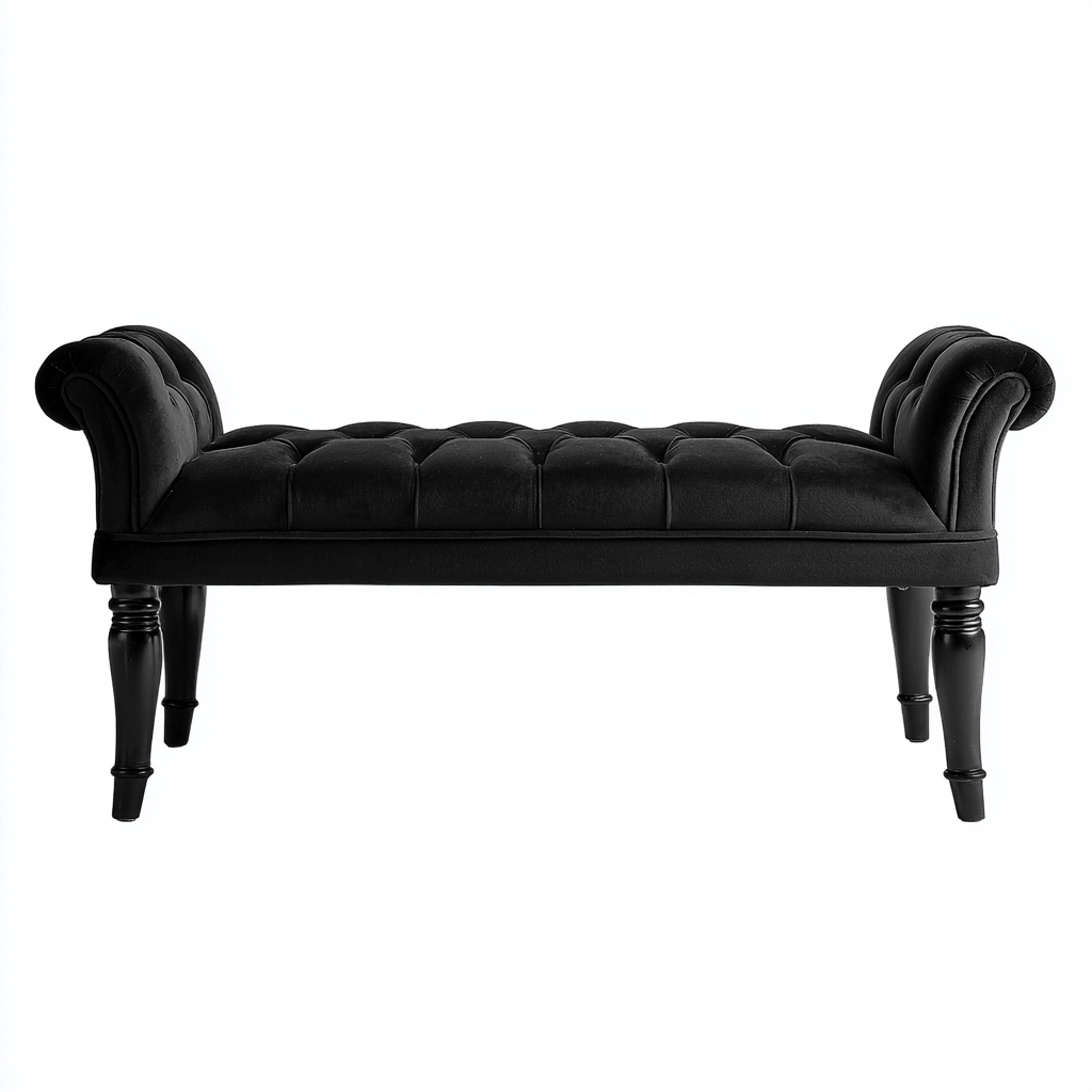 Banco de pie de cama terciopelo 110x45x55 cm - negro - diseño clásico para dormitorio-Monoiohome