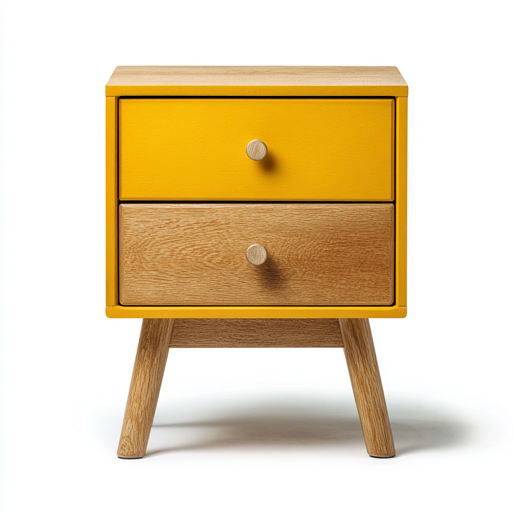 Mesita de noche madera 40x35x55 cm - amarillo - madera - diseño moderno - apta para dormitorio-Monoiohome