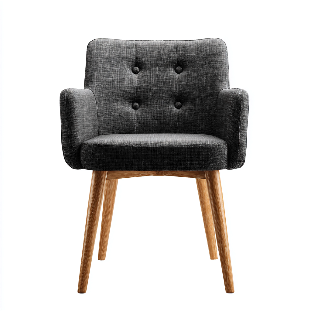 Silla de comedor tapizada con reposabrazos 55x59x88 cm - gris oscuro - diseño moderno con botones apta para comedor-Monoiohome
