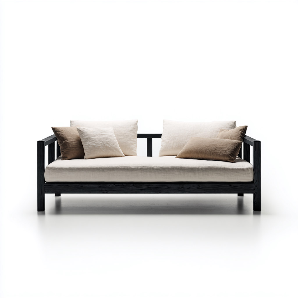 Sofá cama madera 208x96x82 cm negro apto para dormitorio estilo moderno-Monoiohome