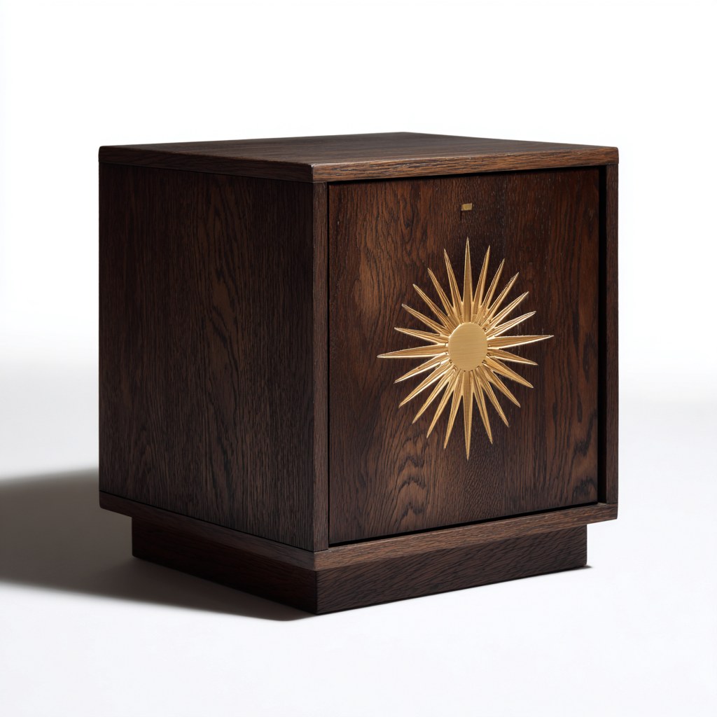Mesita de noche madera 45x40x55 cm - madera oscura - oro - diseño moderno - apta para dormitorio-Monoiohome