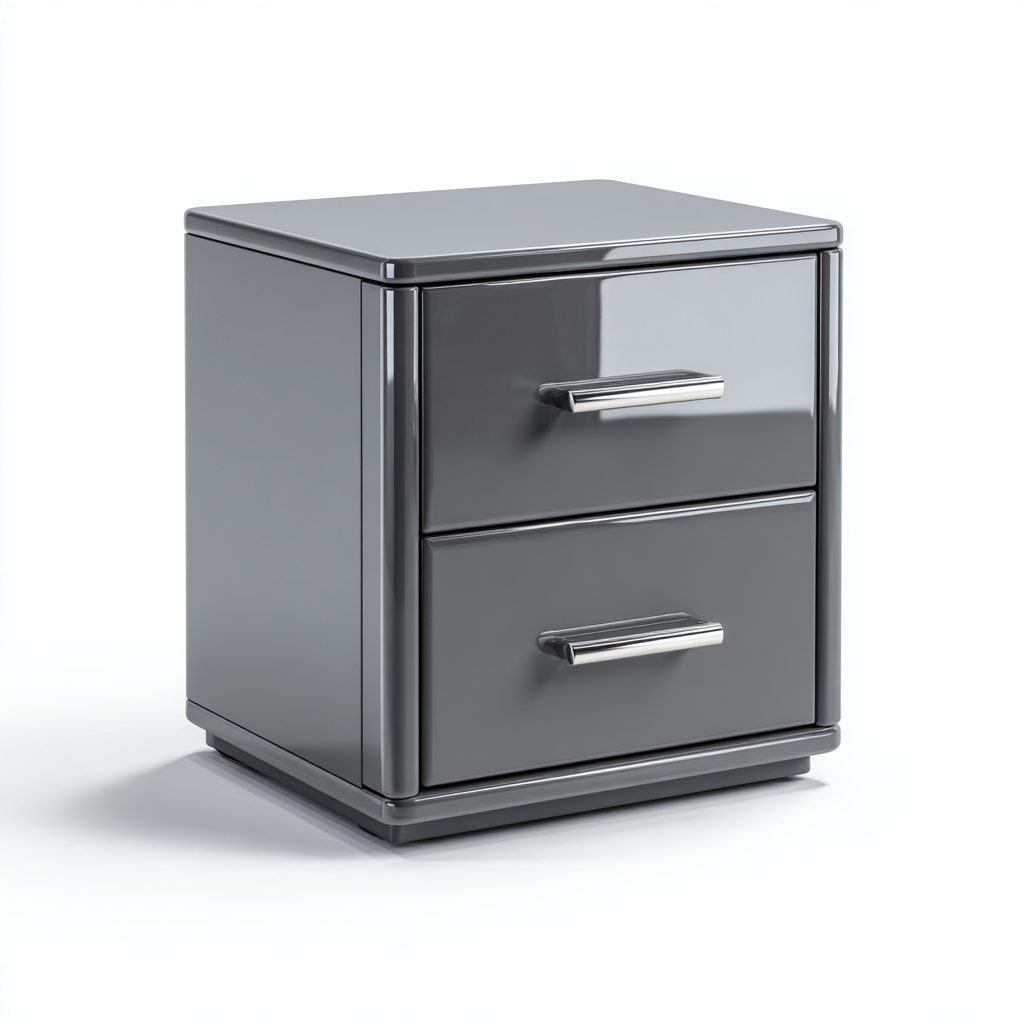 Mesita de noche madera 48x40x55 cm - gris - diseño moderno - apta para dormitorio-Monoiohome
