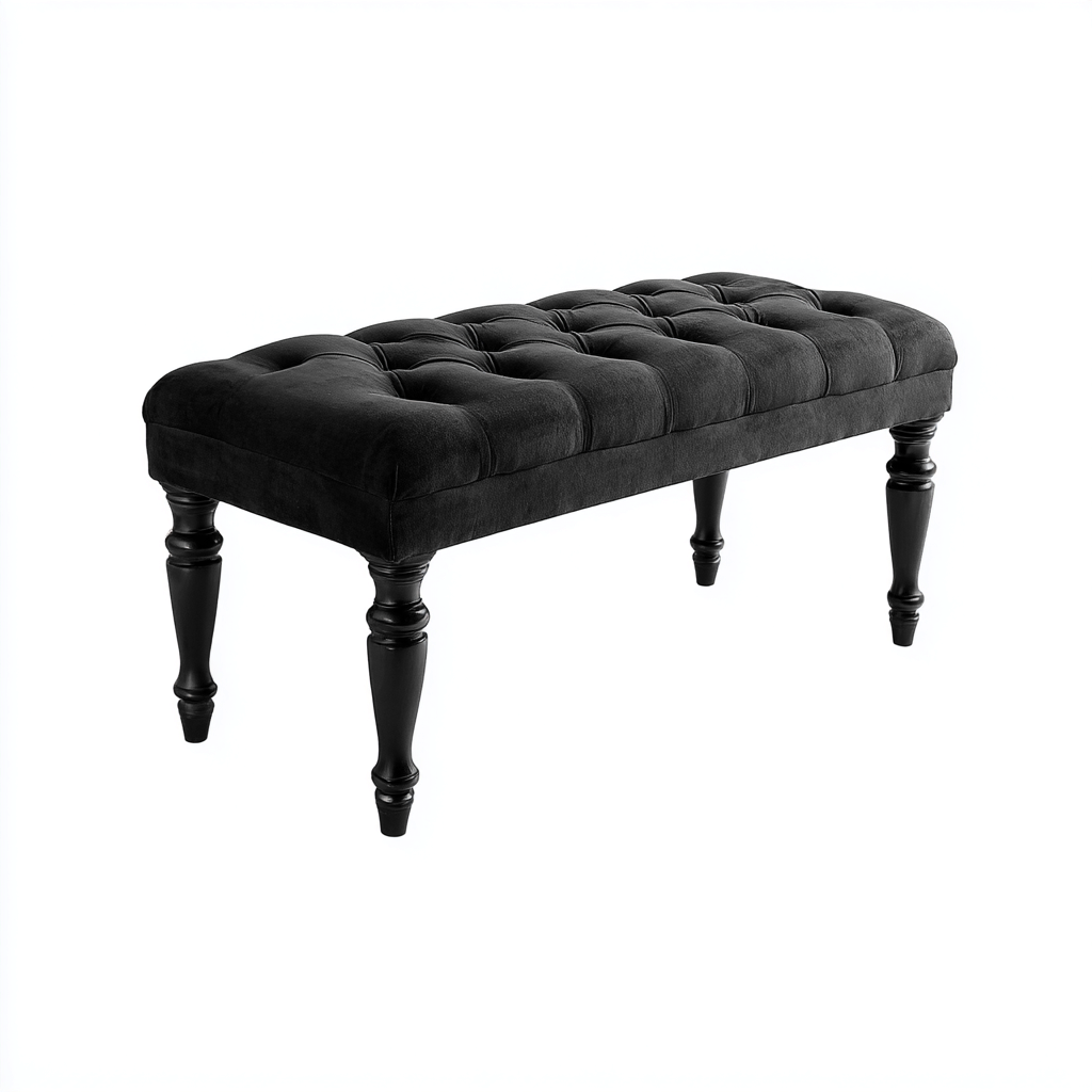 Banco de pie de cama terciopelo 105x45x50 cm - negro - diseño clásico para dormitorio-Monoiohome