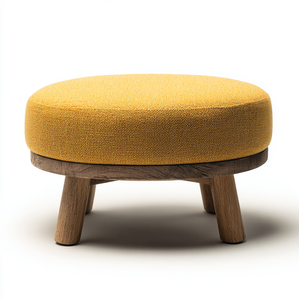 Reposapiés tapizado tela 58x58x30 cm - amarillo - diseño nórdico - apto para salón-Monoiohome