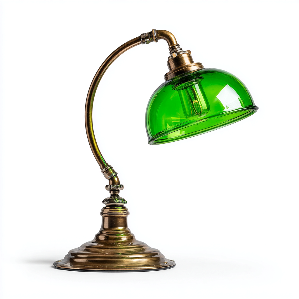 Lámpara de mesa vidrio y metal 23x18x36 cm verde - dorado apta para oficina estilo retro-Monoiohome