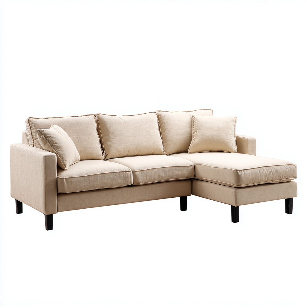 Sofá rinconera tela 260x160x85 cm - beige - diseño moderno para salón-Monoiohome
