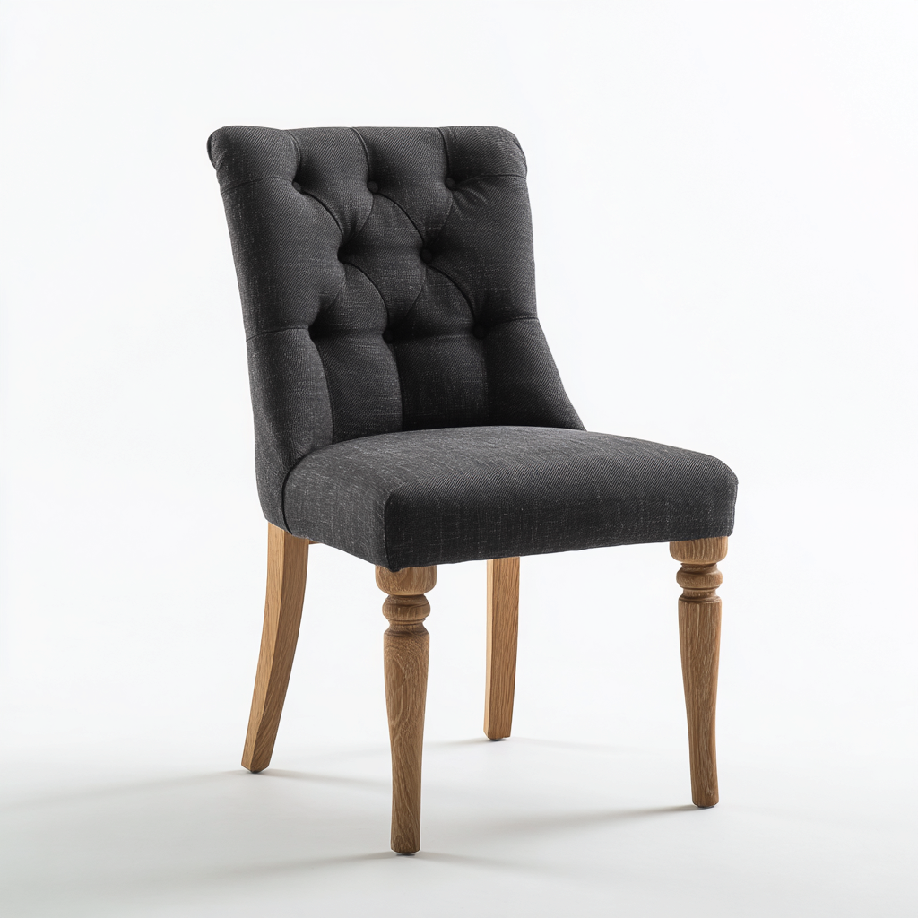 Silla de comedor tapizada 50x55x90 cm - gris oscuro - estilo clásico capitoné apta para comedor-Monoiohome