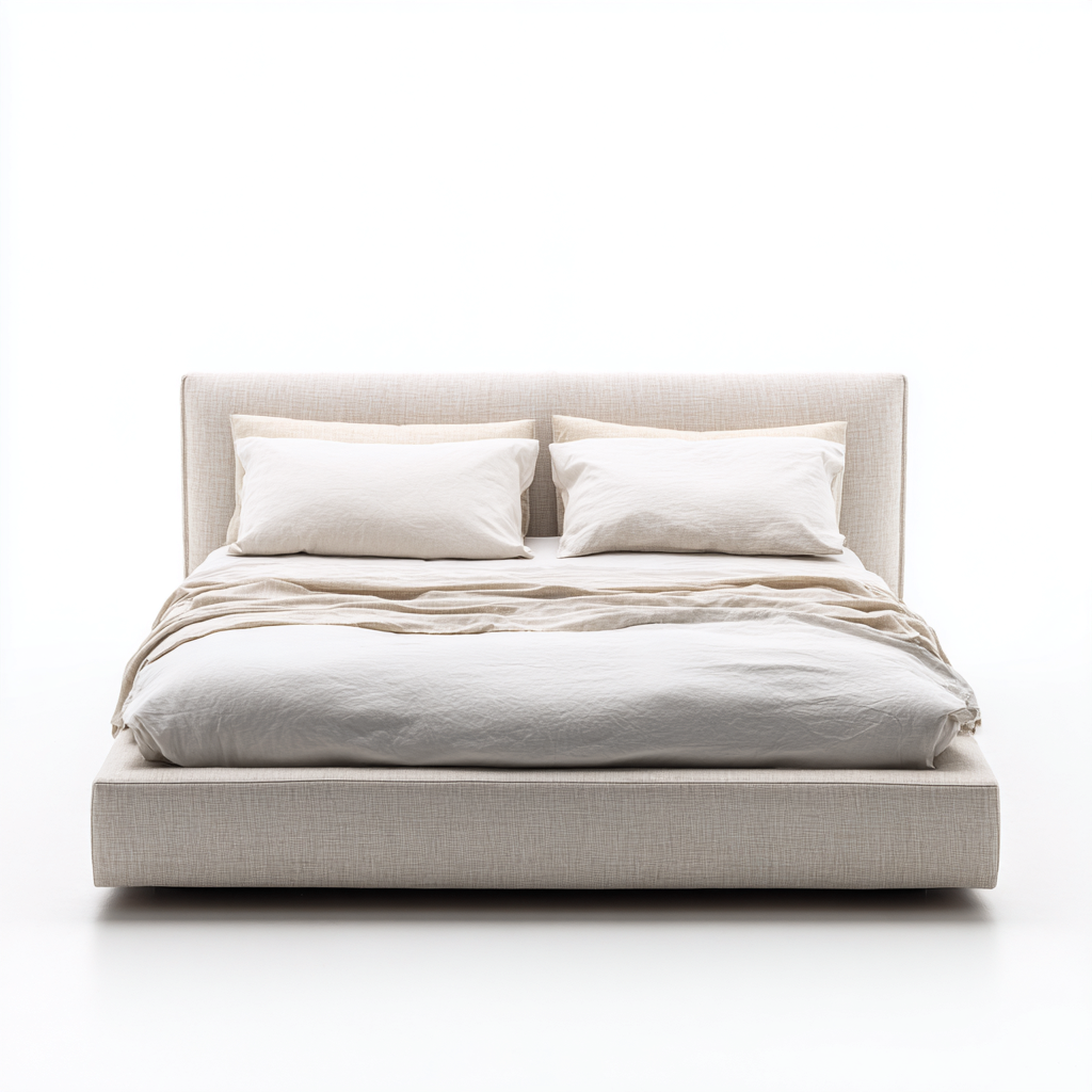 Cama doble tapizada 200 x 180 x 100 cm - beige - diseño moderno para dormitorio-Monoiohome