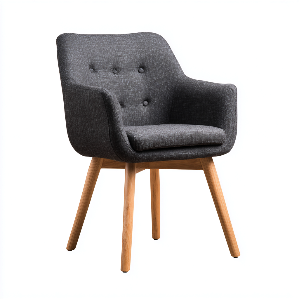 Silla de comedor tapizada con reposabrazos 54x58x87 cm - gris oscuro - diseño moderno con botones apta para comedor-Monoiohome