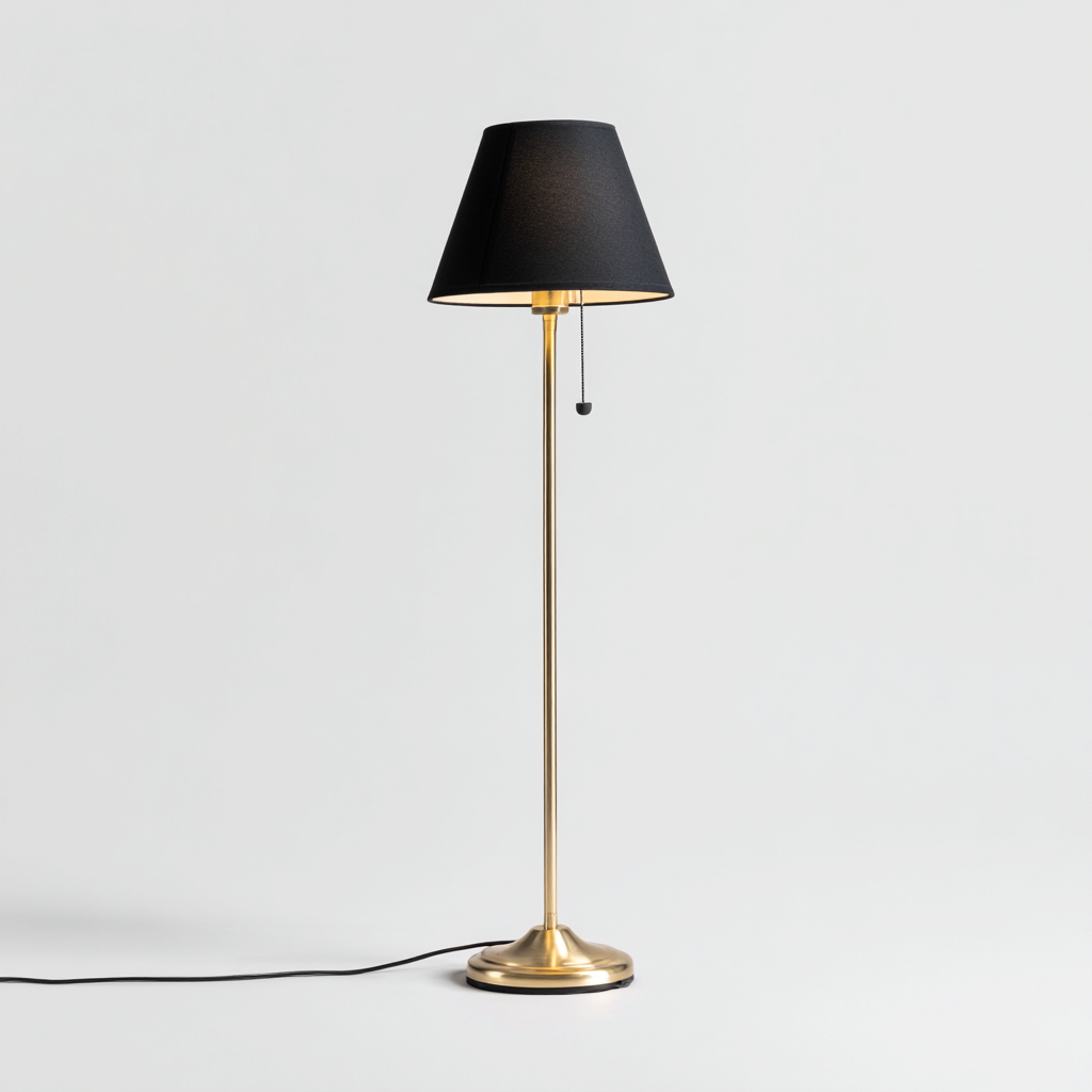 Lámpara de pie metal - tela 32x32x150 cm - negro - oro - diseño clásico para salón-Monoiohome