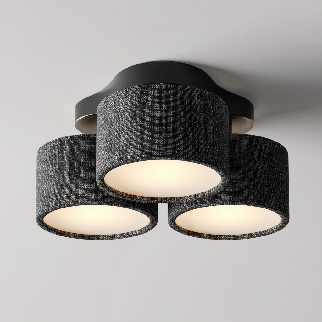 Lámpara de techo - metal, tela y acrílico negro 45x45x20 cm - diseño contemporáneo para interiores-Monoiohome