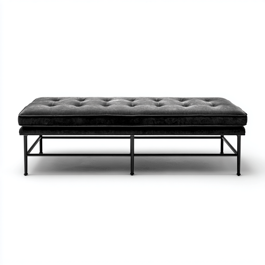 Banco de pie de cama terciopelo 140x50x48 cm - negro - diseño moderno para dormitorio-Monoiohome