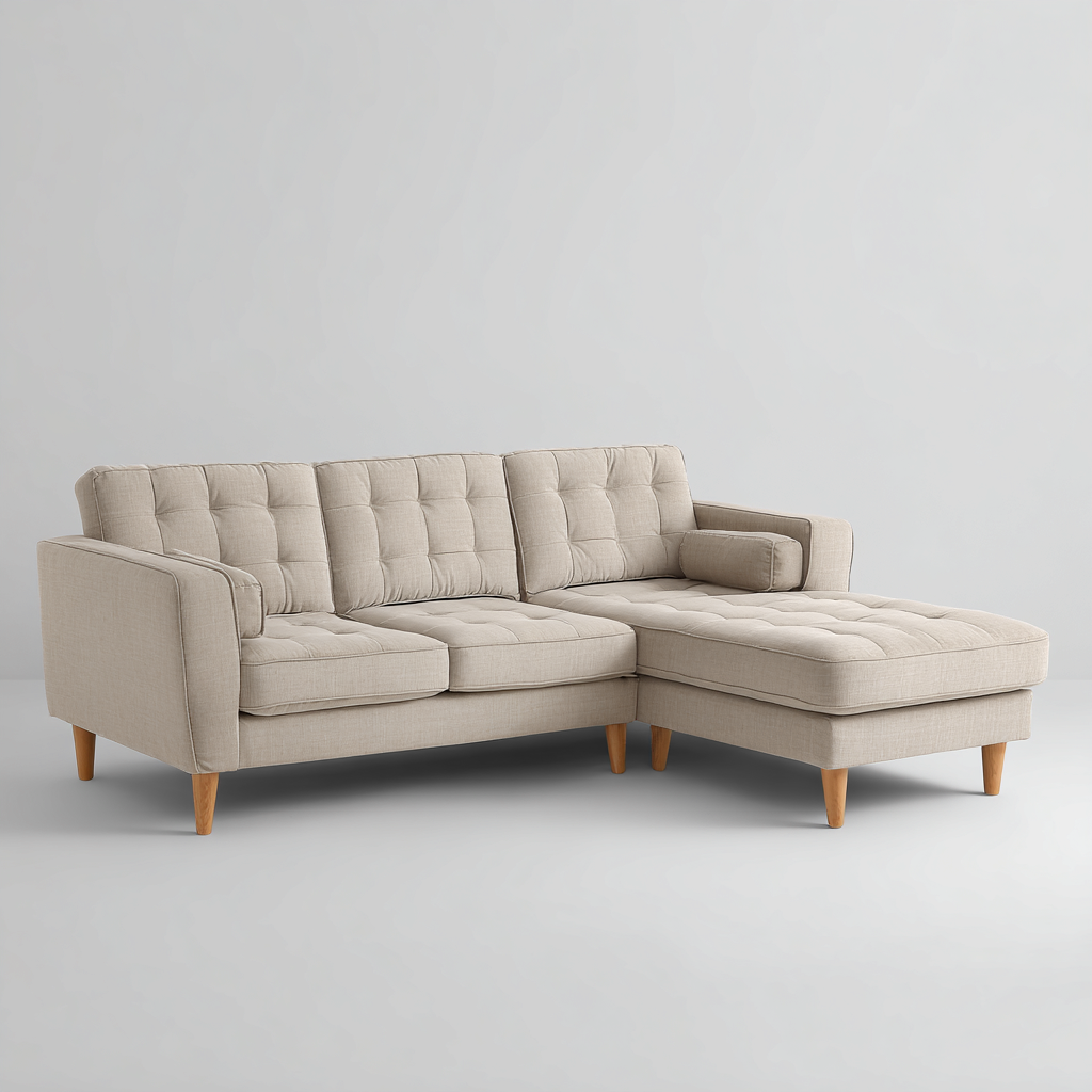 Sofá rinconera tela 260x160x85 cm - beige - diseño moderno para salón-Monoiohome