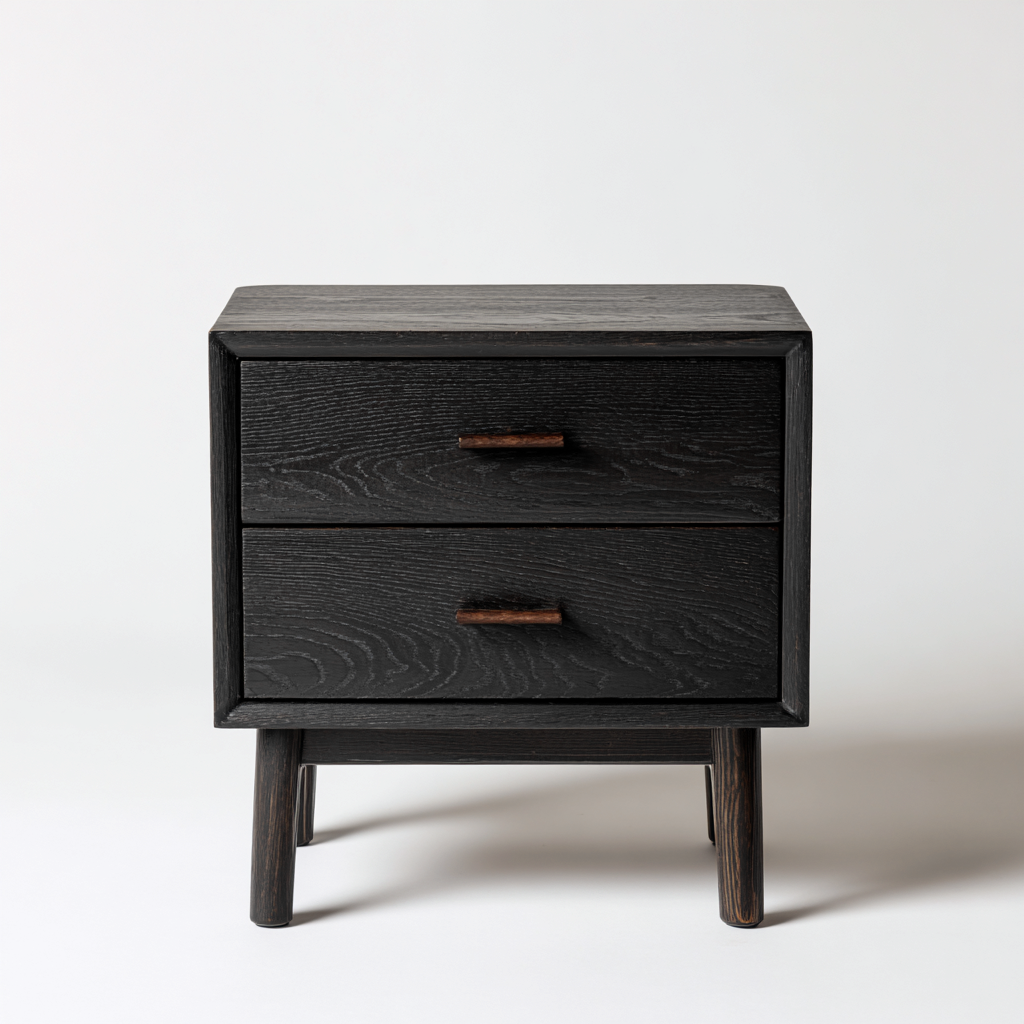 Mesita de noche madera 46x38x55 cm - negro - diseño moderno - apta para dormitorio-Monoiohome