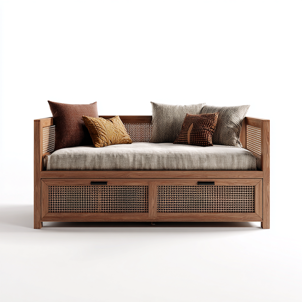 Sofá cama madera 212x100x90 cm marrón apto para dormitorio estilo clásico-Monoiohome