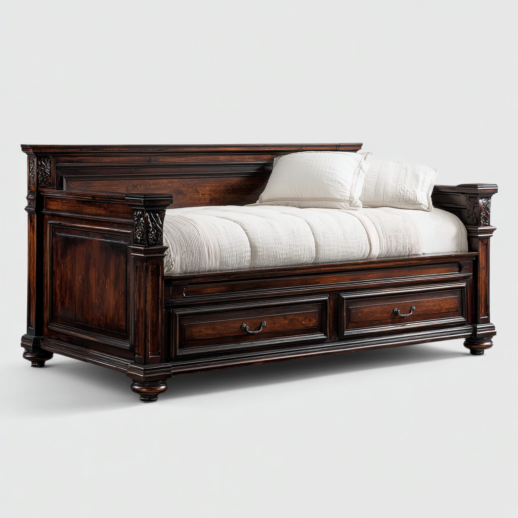 Sofá cama madera 214x102x96 cm marrón apto para dormitorio estilo clásico-Monoiohome