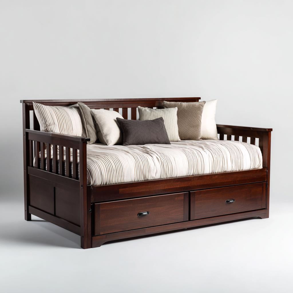 Sofá cama madera 210x98x88 cm marrón apto para dormitorio estilo clásico-Monoiohome